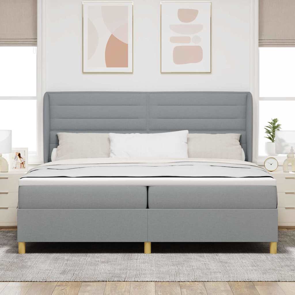 Box spring seng med madras Lysegrå 200 x 200 cm Stof