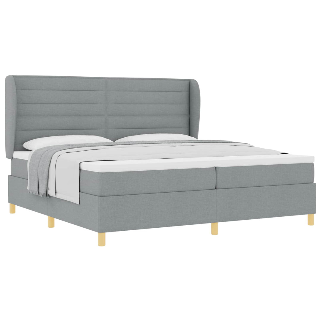 Box spring seng med madras Lysegrå 200 x 200 cm Stof
