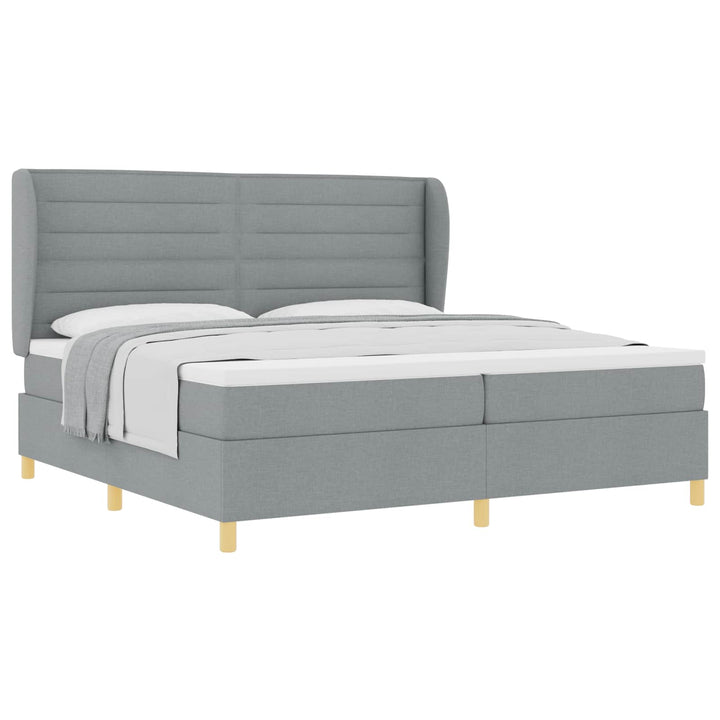 Box spring seng med madras Lysegrå 200 x 200 cm Stof