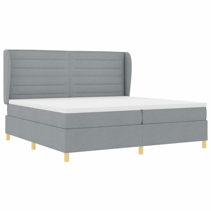 Box spring seng med madras Lysegrå 200 x 200 cm Stof