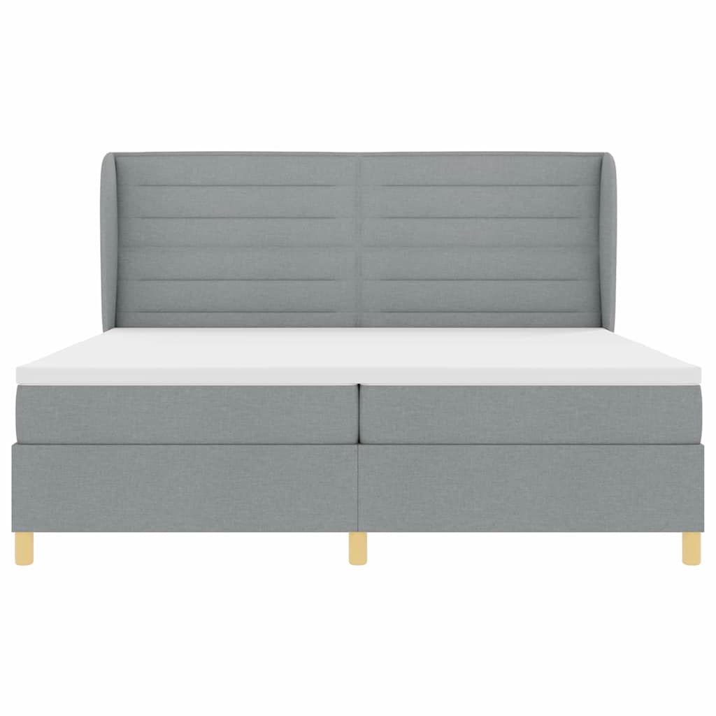 Box spring seng med madras Lysegrå 200 x 200 cm Stof