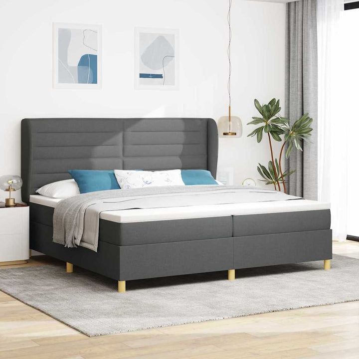 Box spring seng med madras Mørkegrå 200 x 200 cm Stof