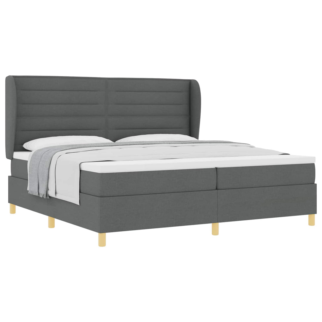 Box spring seng med madras Mørkegrå 200 x 200 cm Stof
