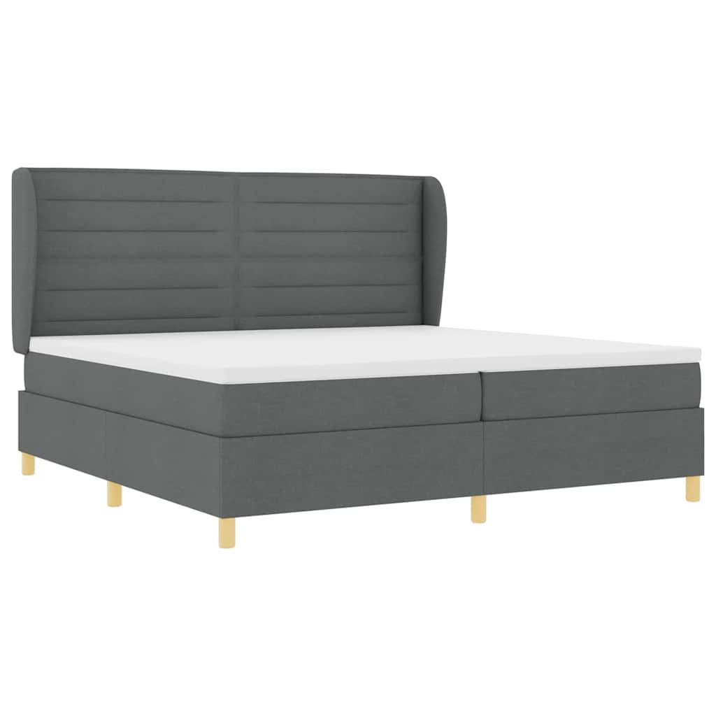 Box spring seng med madras Mørkegrå 200 x 200 cm Stof