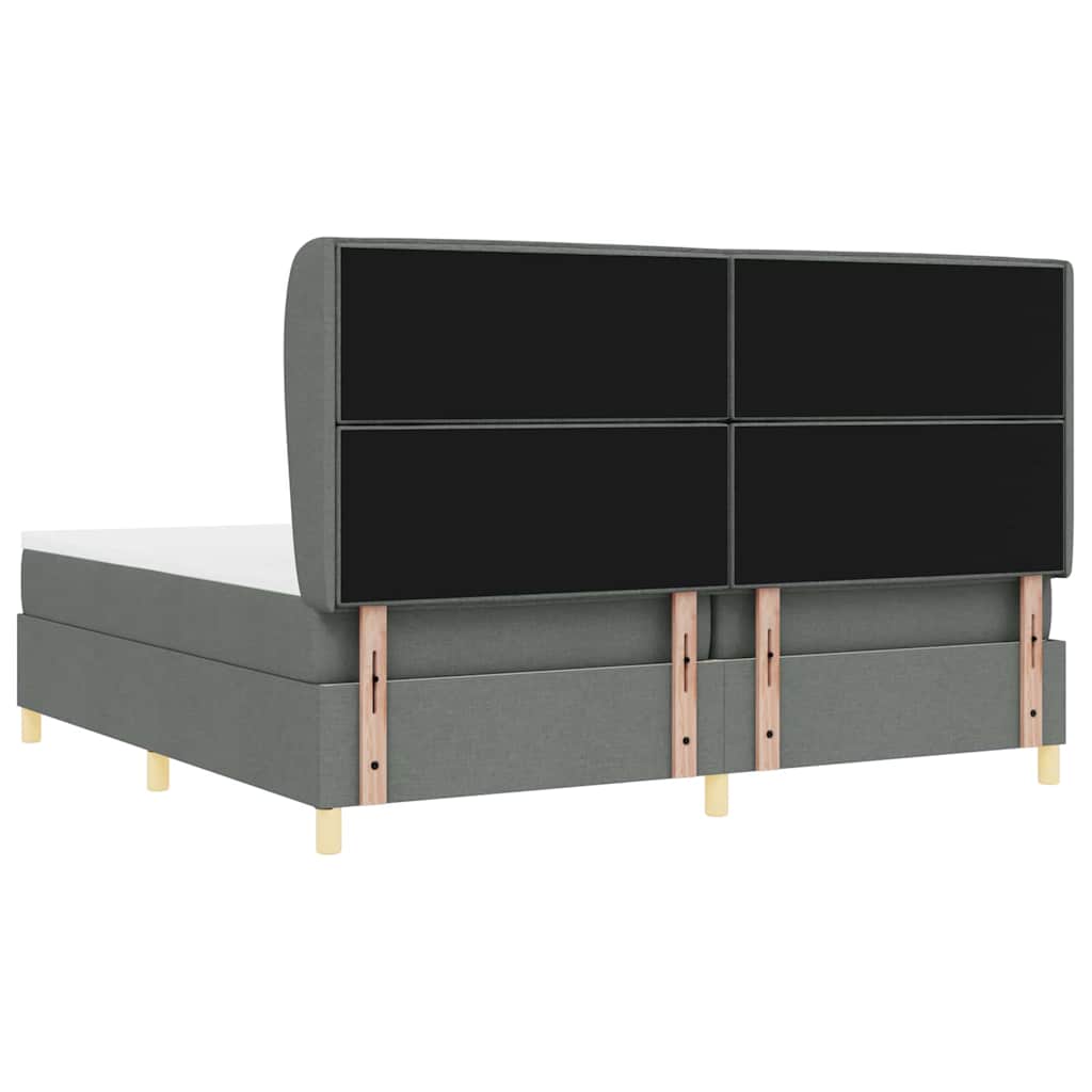Box spring seng med madras Mørkegrå 200 x 200 cm Stof