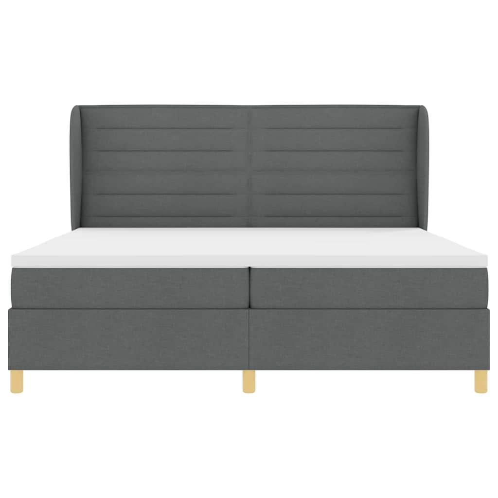 Box spring seng med madras Mørkegrå 200 x 200 cm Stof