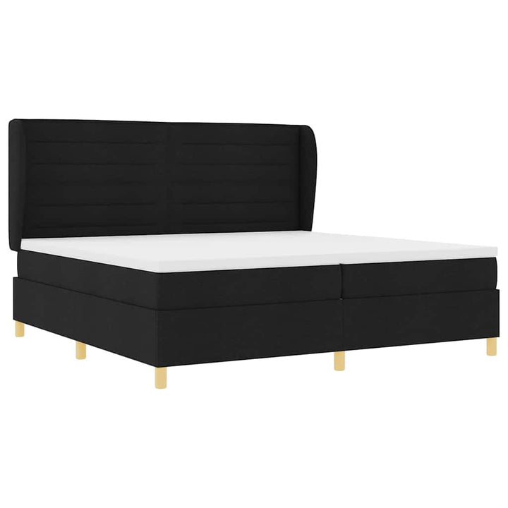 Box spring seng med madras Sort 200 x 200 cm Stof