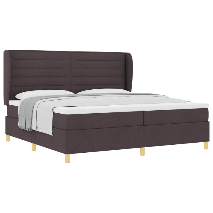 Box spring seng med madras Mørk Brun 200 x 200 cm Stof