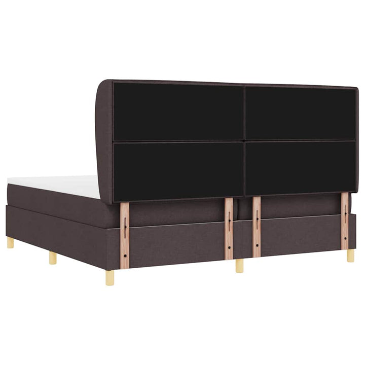 Box spring seng med madras Mørk Brun 200 x 200 cm Stof