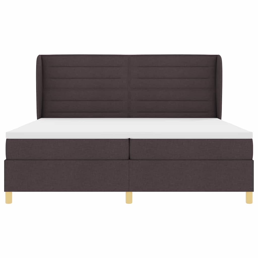 Box spring seng med madras Mørk Brun 200 x 200 cm Stof