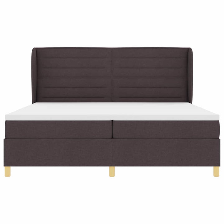 Box spring seng med madras Mørk Brun 200 x 200 cm Stof