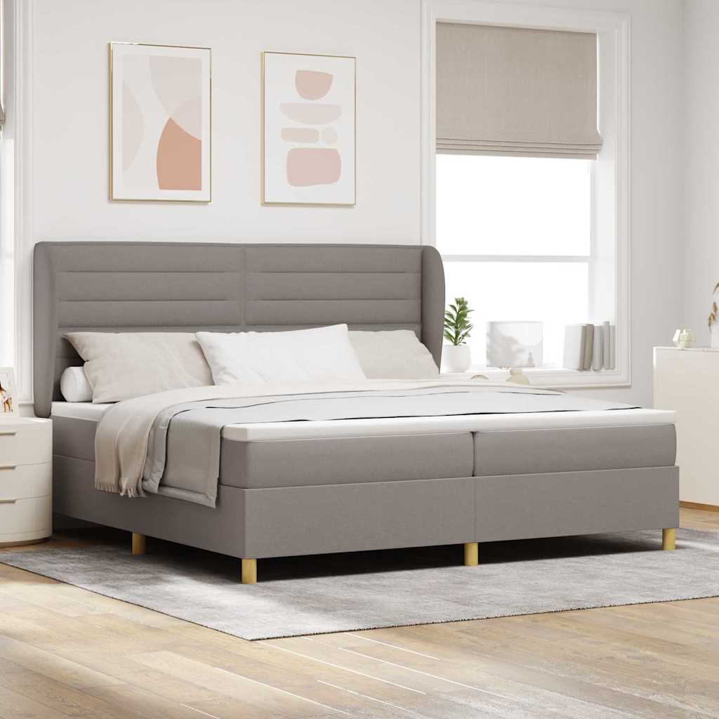Box spring seng med madras Gråbrun 200 x 200 cm Stof