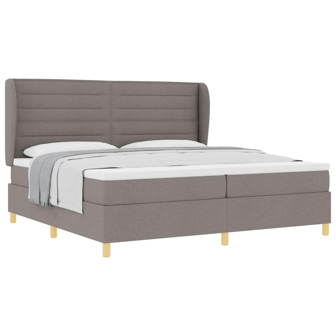 Box spring seng med madras Gråbrun 200 x 200 cm Stof