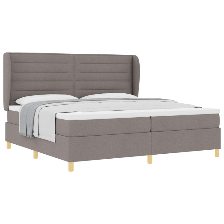 Box spring seng med madras Gråbrun 200 x 200 cm Stof