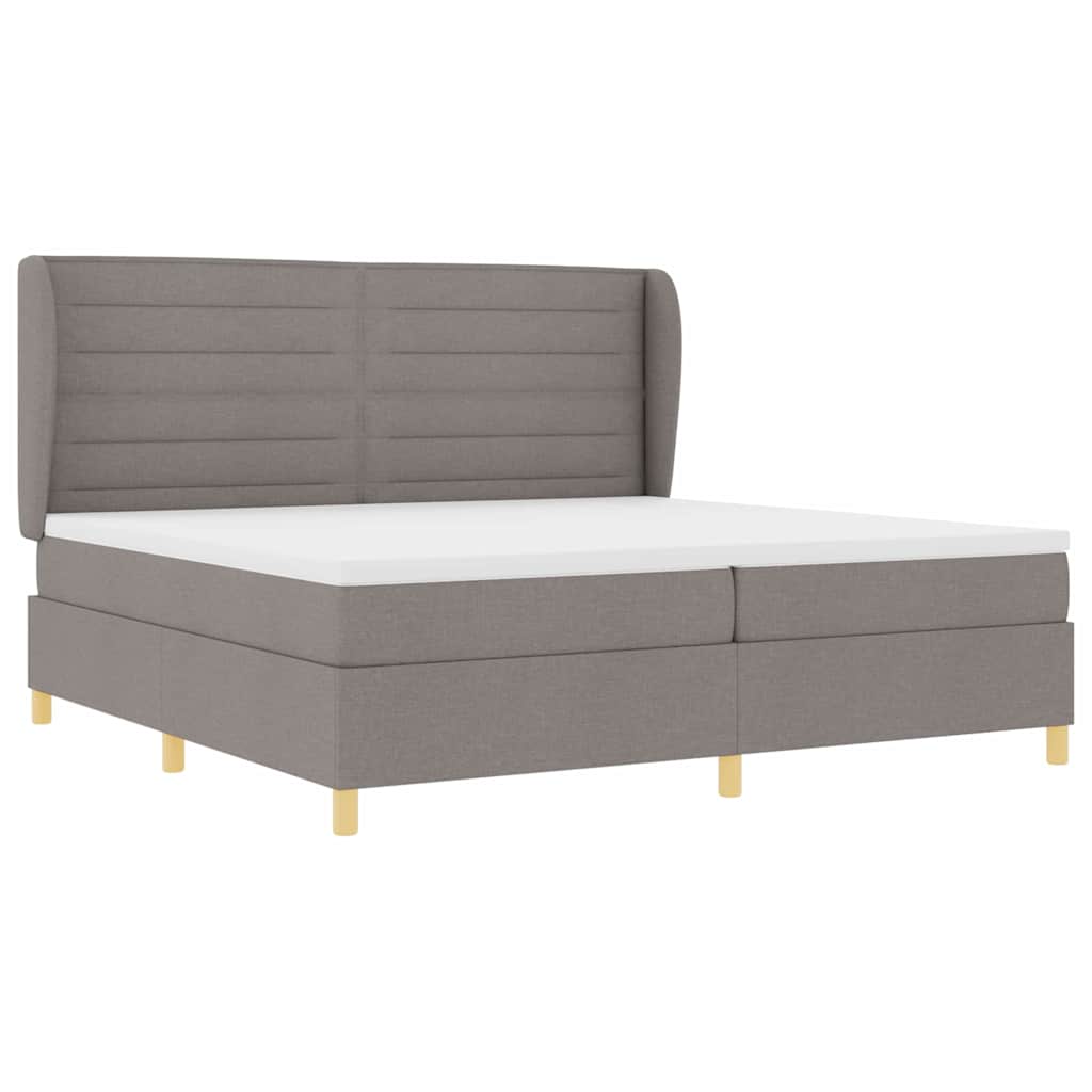 Box spring seng med madras Gråbrun 200 x 200 cm Stof