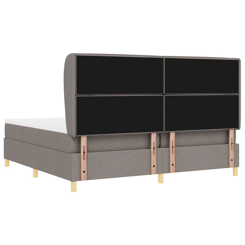 Box spring seng med madras Gråbrun 200 x 200 cm Stof