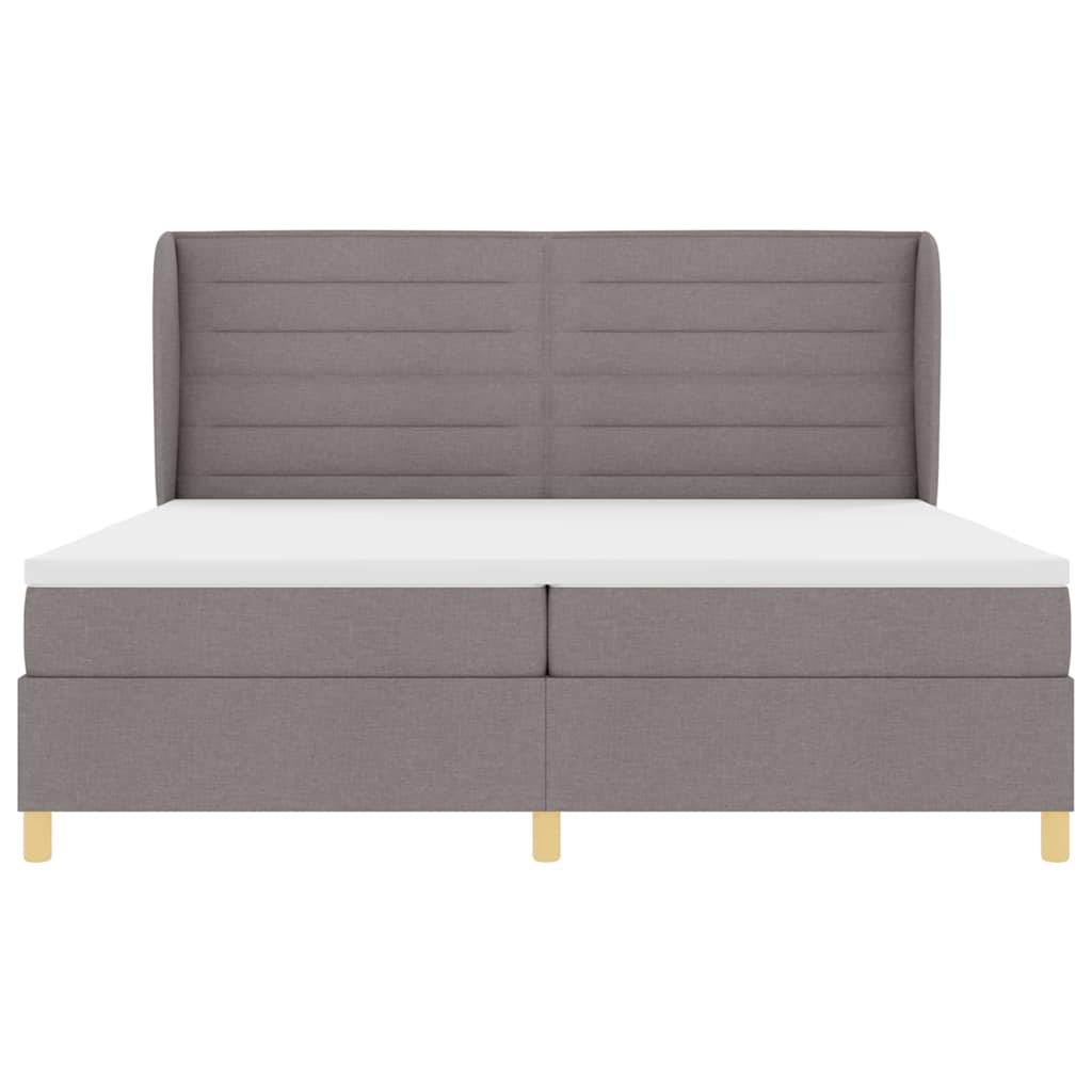 Box spring seng med madras Gråbrun 200 x 200 cm Stof