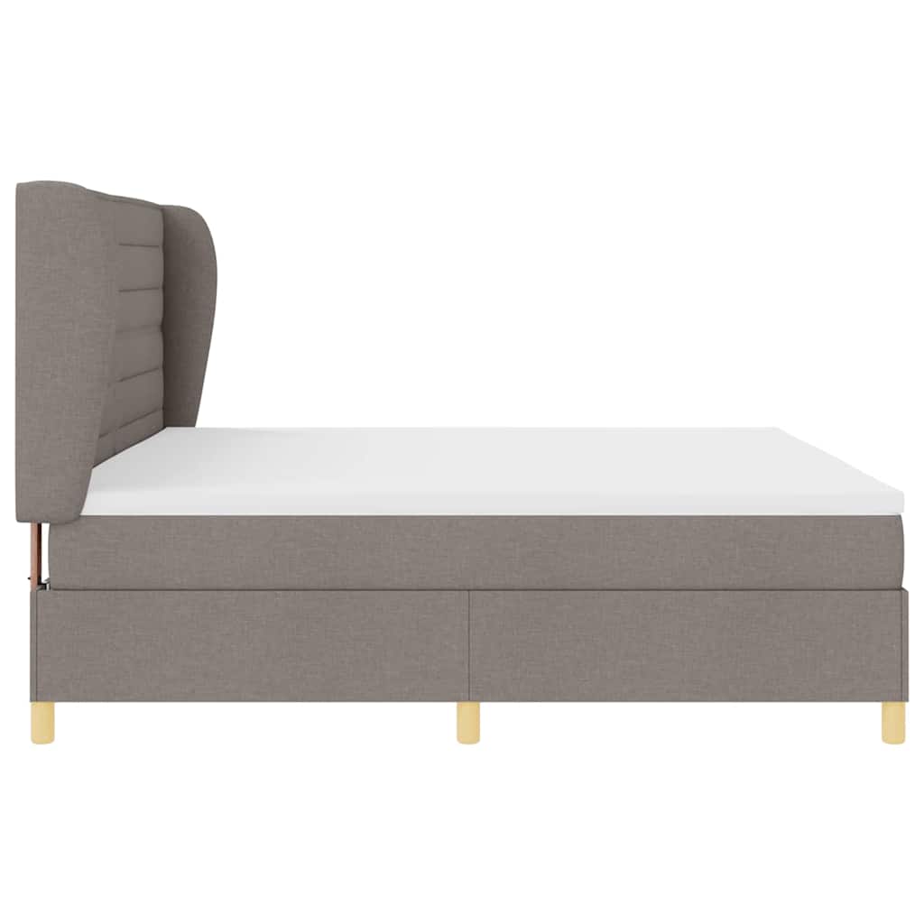 Box spring seng med madras Gråbrun 200 x 200 cm Stof