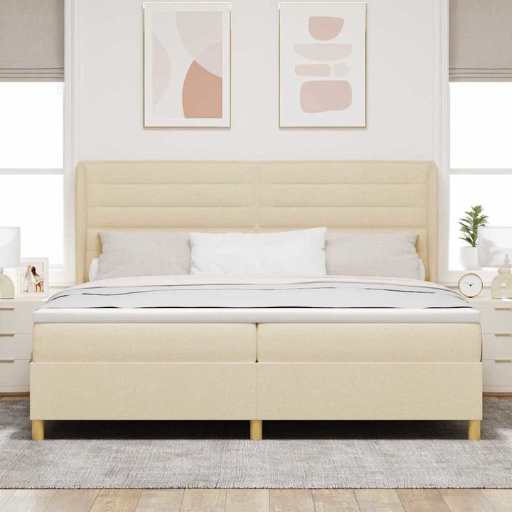 Box spring seng med madras Creme 200 x 200 cm Stof