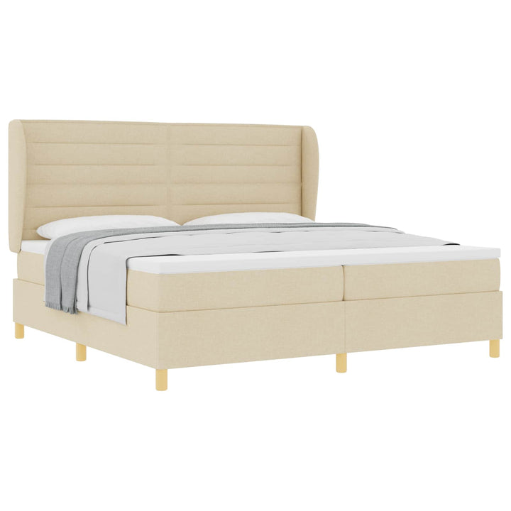 Box spring seng med madras Creme 200 x 200 cm Stof