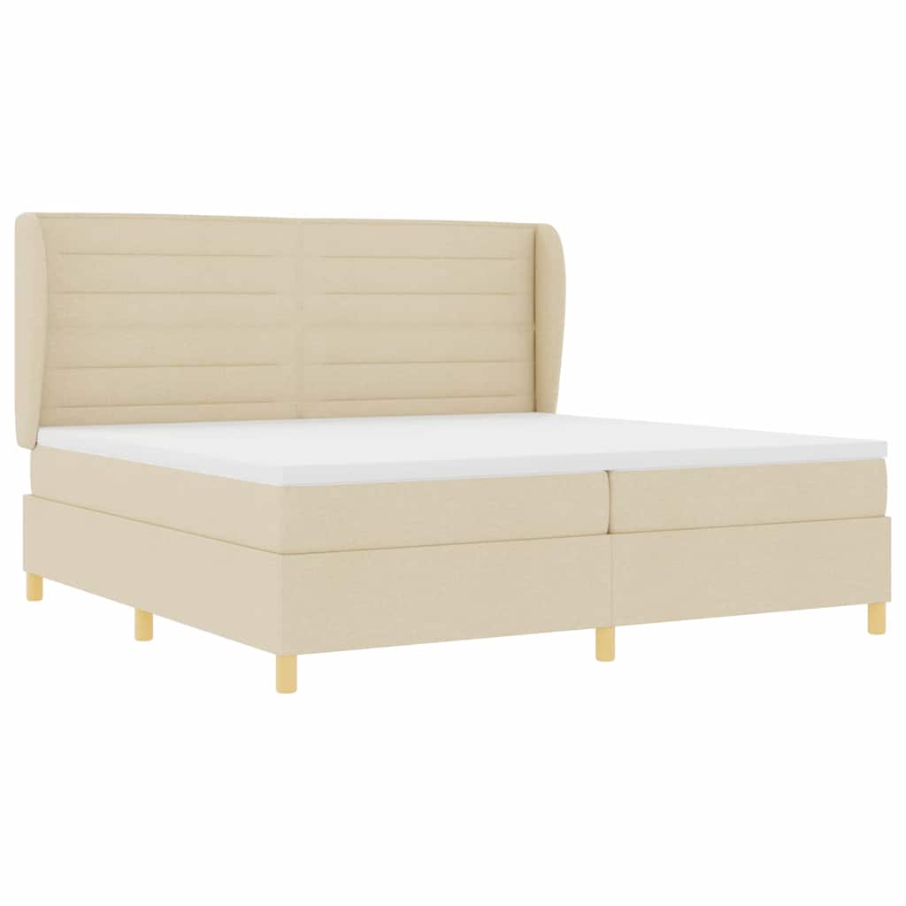 Box spring seng med madras Creme 200 x 200 cm Stof