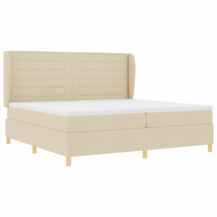 Box spring seng med madras Creme 200 x 200 cm Stof