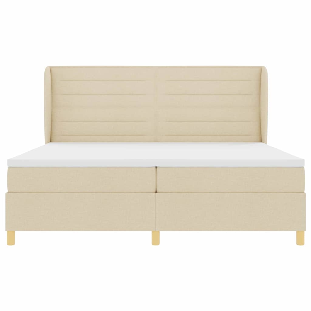 Box spring seng med madras Creme 200 x 200 cm Stof