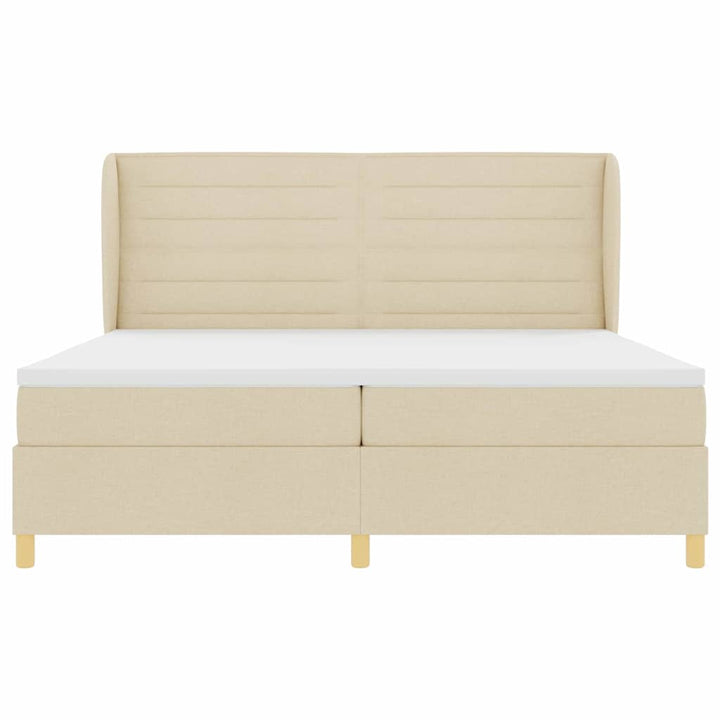 Box spring seng med madras Creme 200 x 200 cm Stof