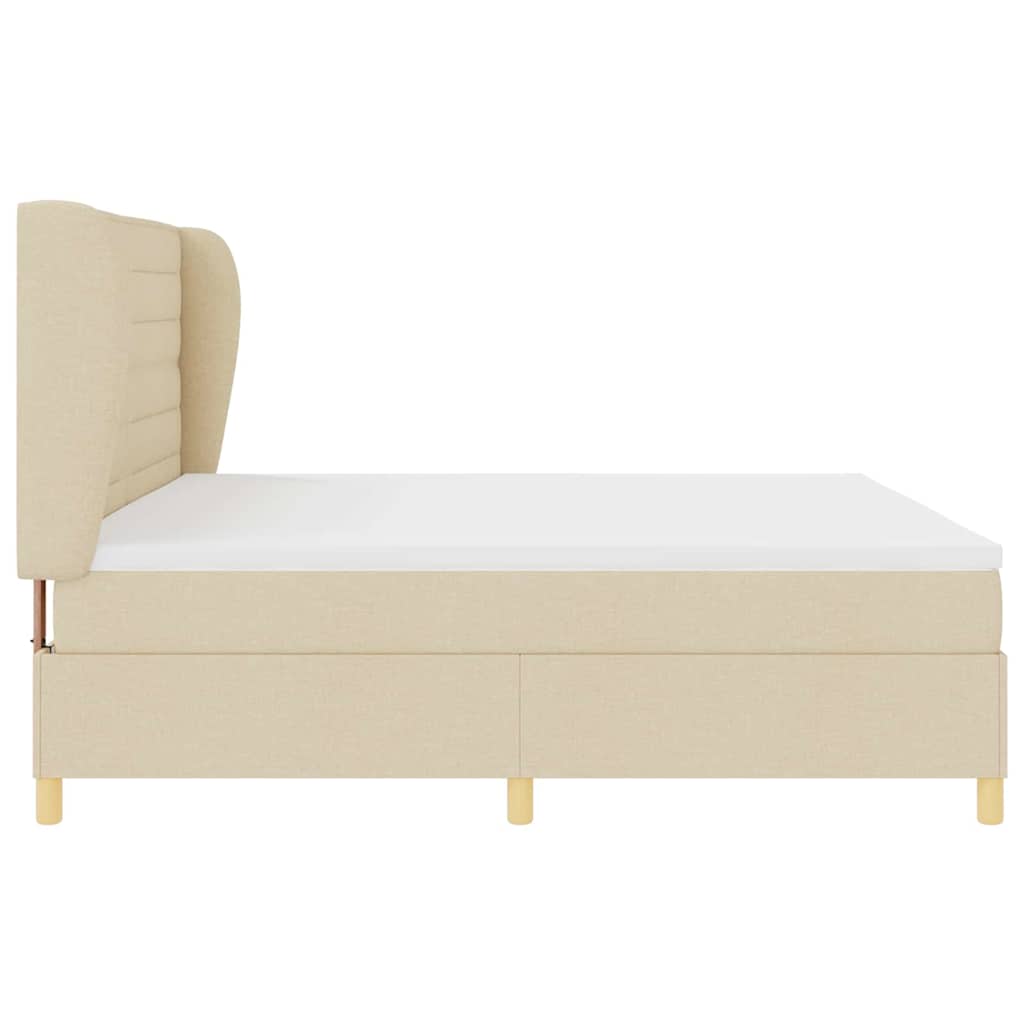 Box spring seng med madras Creme 200 x 200 cm Stof