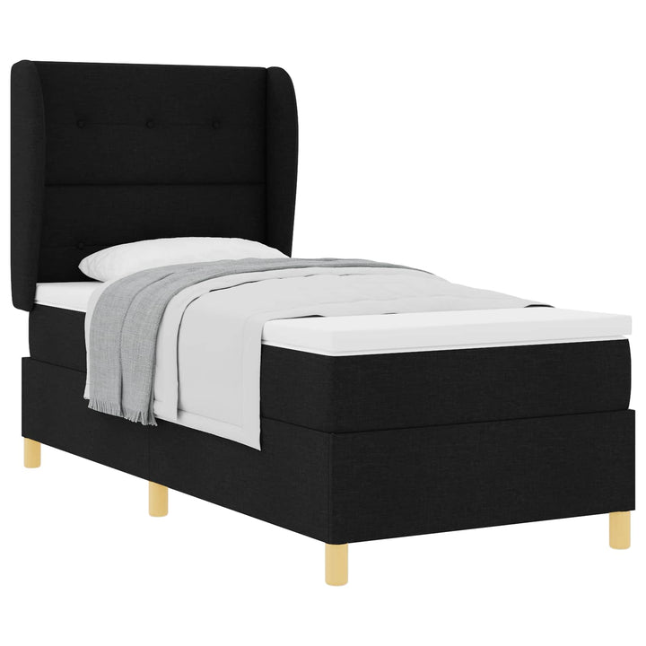 Box spring seng med madras med hovedgærde Sort 200 x 80 cm Stof