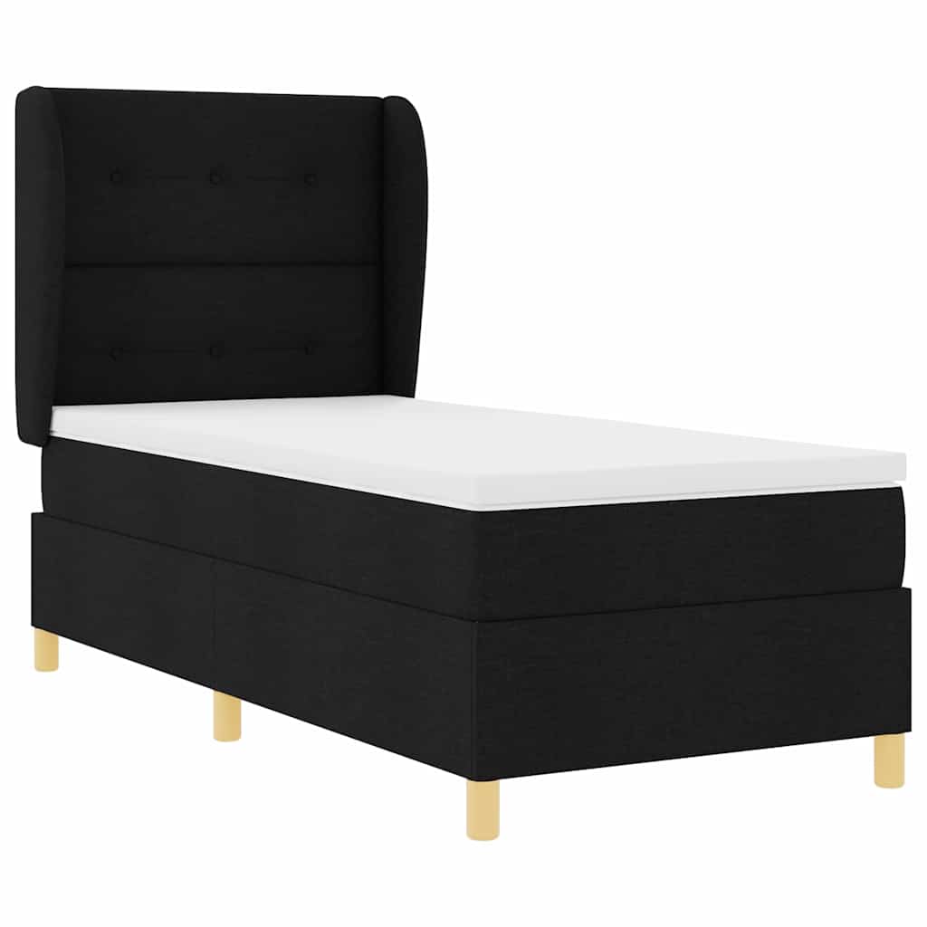 Box spring seng med madras med hovedgærde Sort 200 x 80 cm Stof
