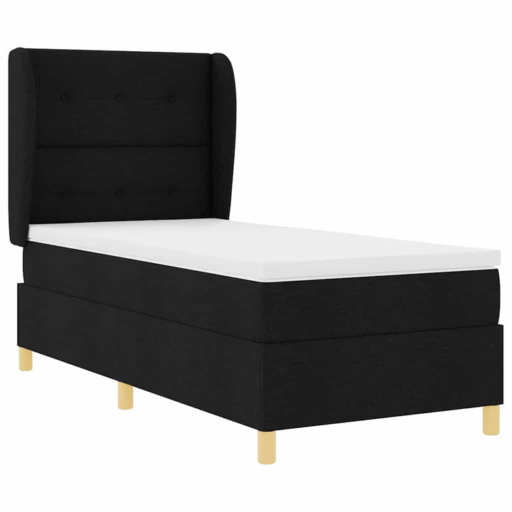 Box spring seng med madras med hovedgærde Sort 200 x 80 cm Stof