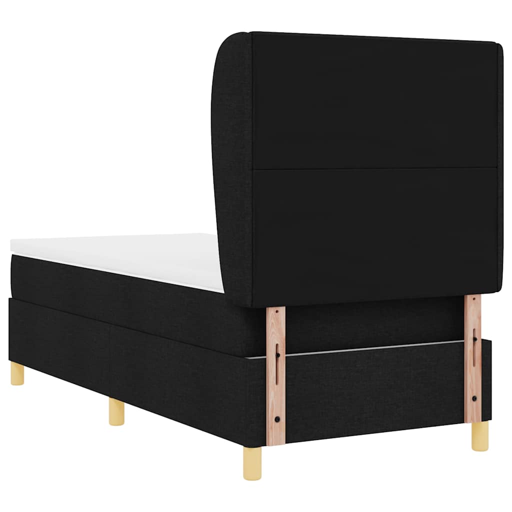 Box spring seng med madras med hovedgærde Sort 200 x 80 cm Stof