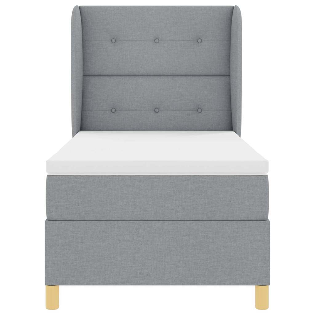Box spring seng med madras Lysegrå 190 x 90 cm Stof