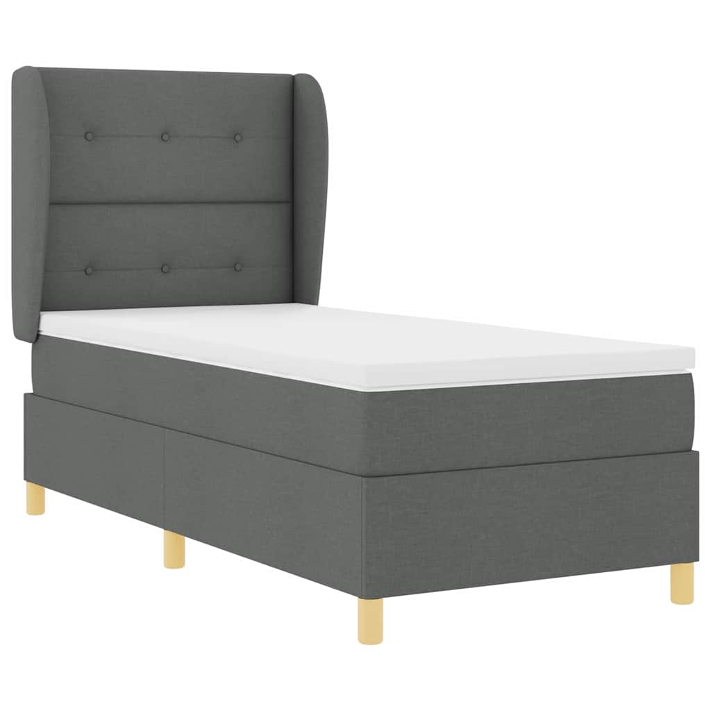 Box spring seng med hovedgærde Mørkegrå 190 x 90 cm Stof