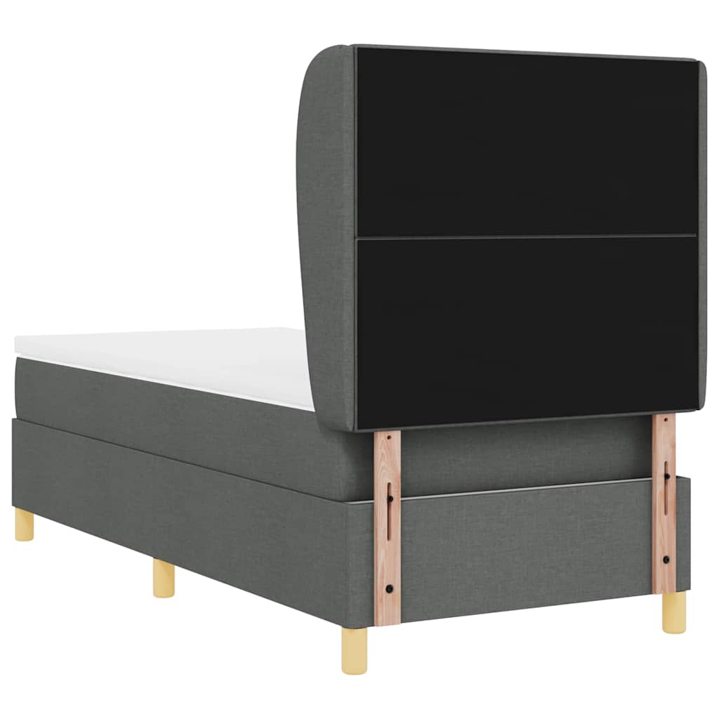 Box spring seng med hovedgærde Mørkegrå 190 x 90 cm Stof