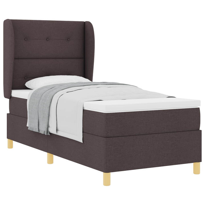 Box spring seng med madras Mørk Brun 190 x 90 cm Stof