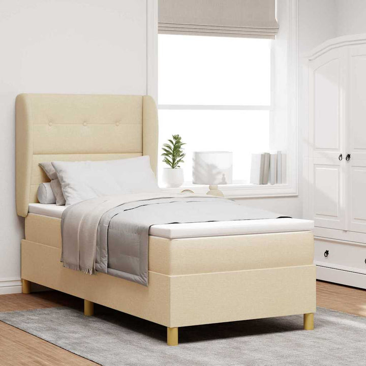 Box spring seng med madras Creme 190 x 90 cm Stof