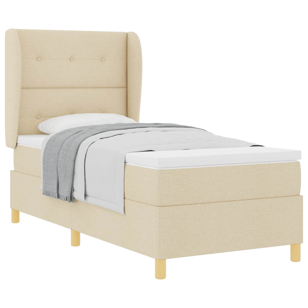 Box spring seng med madras Creme 190 x 90 cm Stof