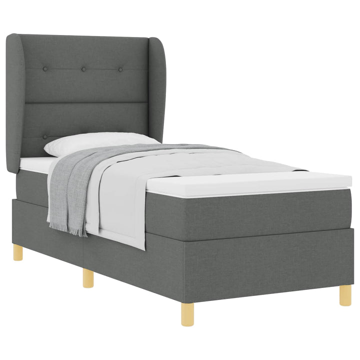 Box spring seng med hovedgærde Mørkegrå 200 x 90 cm Stof