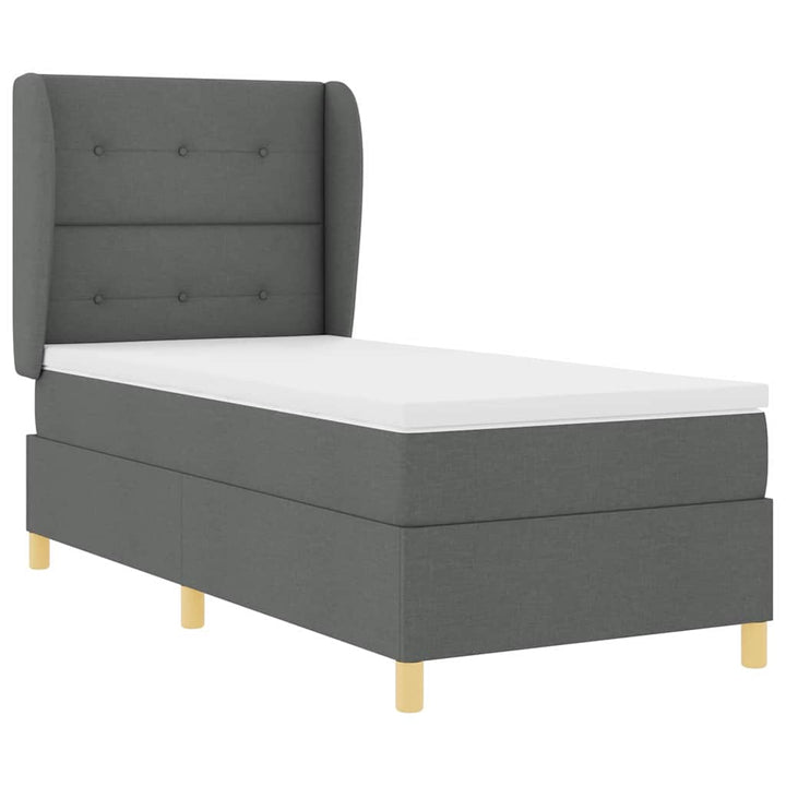 Box spring seng med hovedgærde Mørkegrå 200 x 90 cm Stof