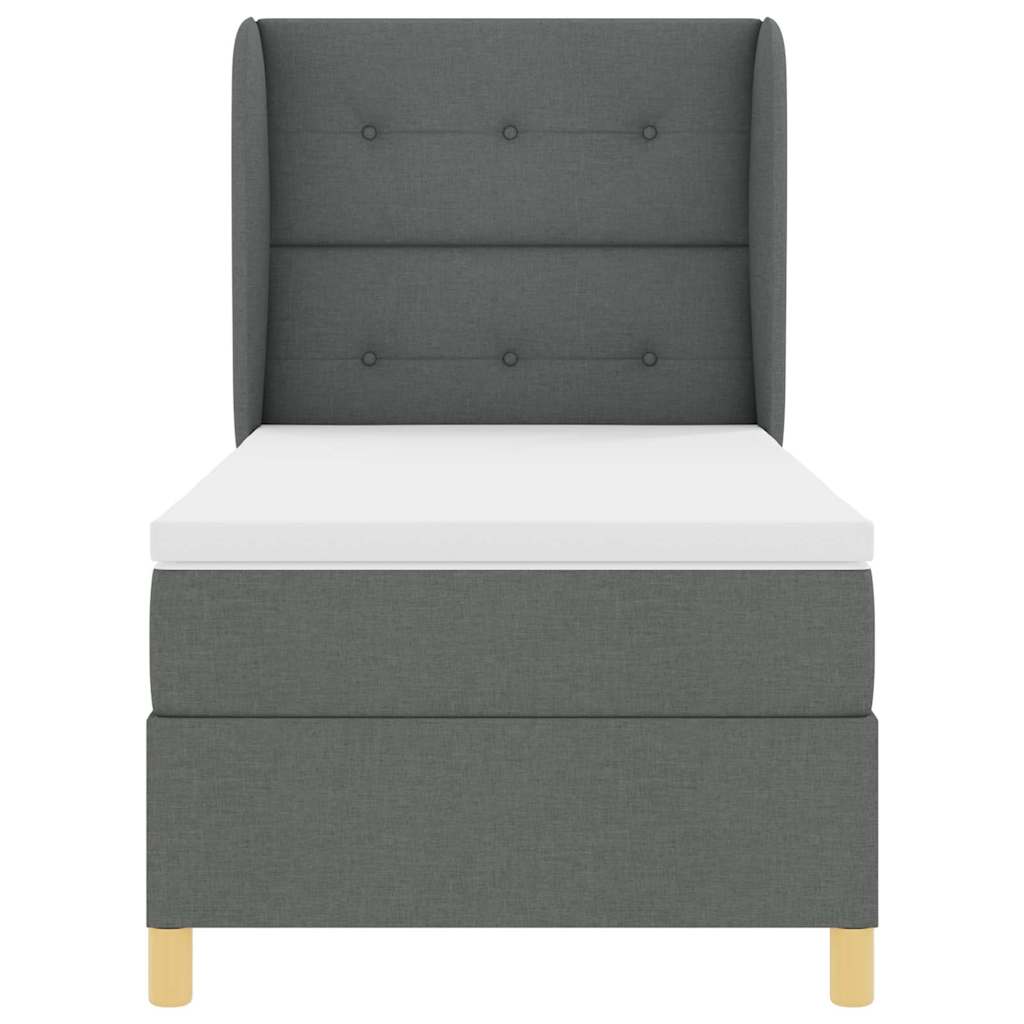 Box spring seng med hovedgærde Mørkegrå 200 x 90 cm Stof