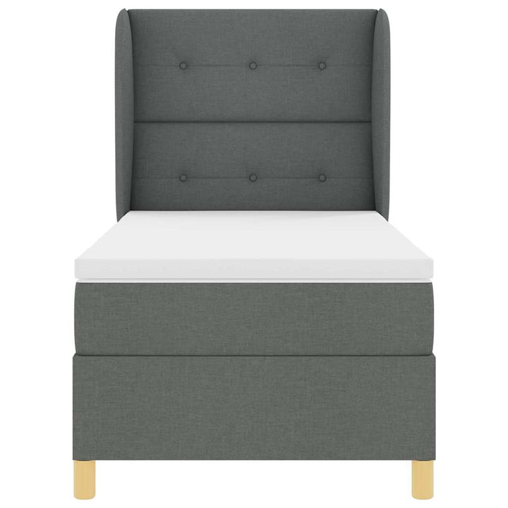 Box spring seng med hovedgærde Mørkegrå 200 x 90 cm Stof