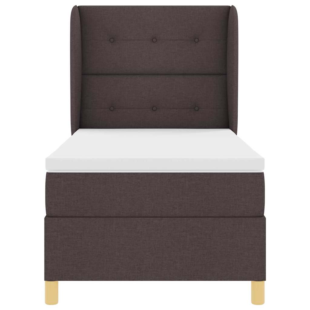 Box spring seng med madras Mørk Brun 200 x 90 cm Stof