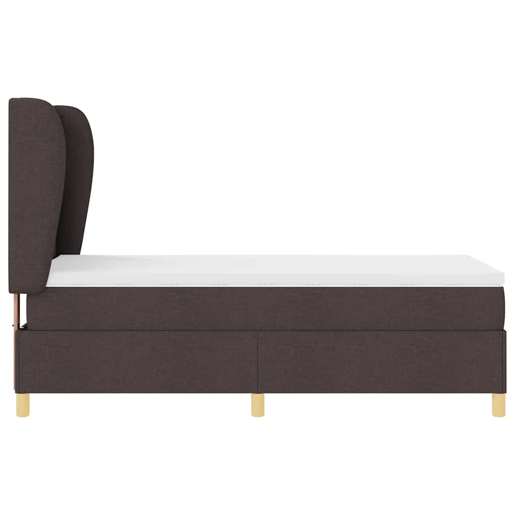 Box spring seng med madras Mørk Brun 200 x 90 cm Stof