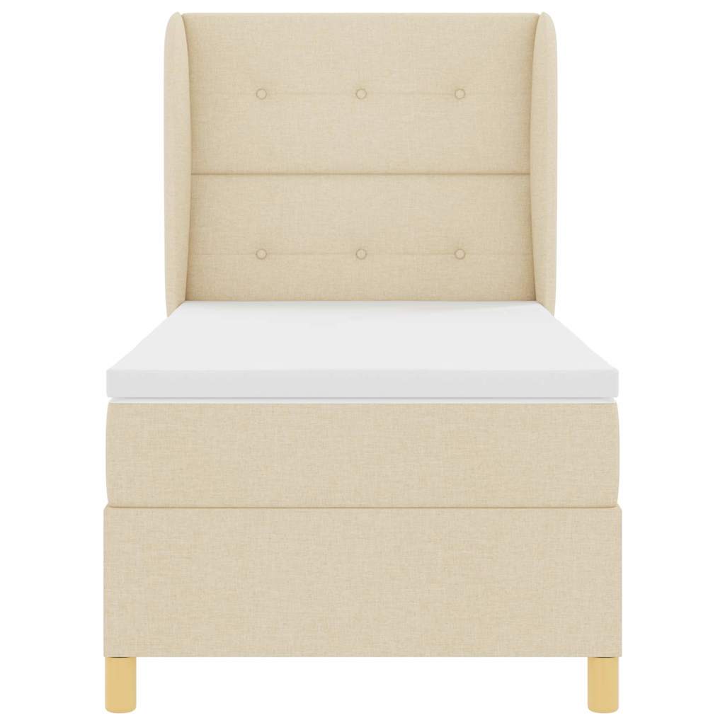 Box spring seng med madras Creme 200 x 90 cm Stof
