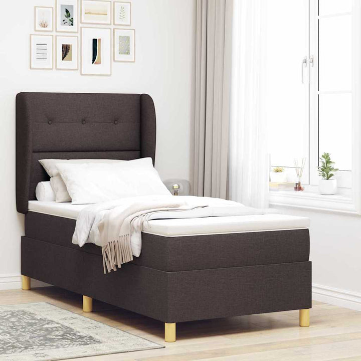 Box spring seng med hovedgærde Mørk Brun 200 x 100 cm Stof