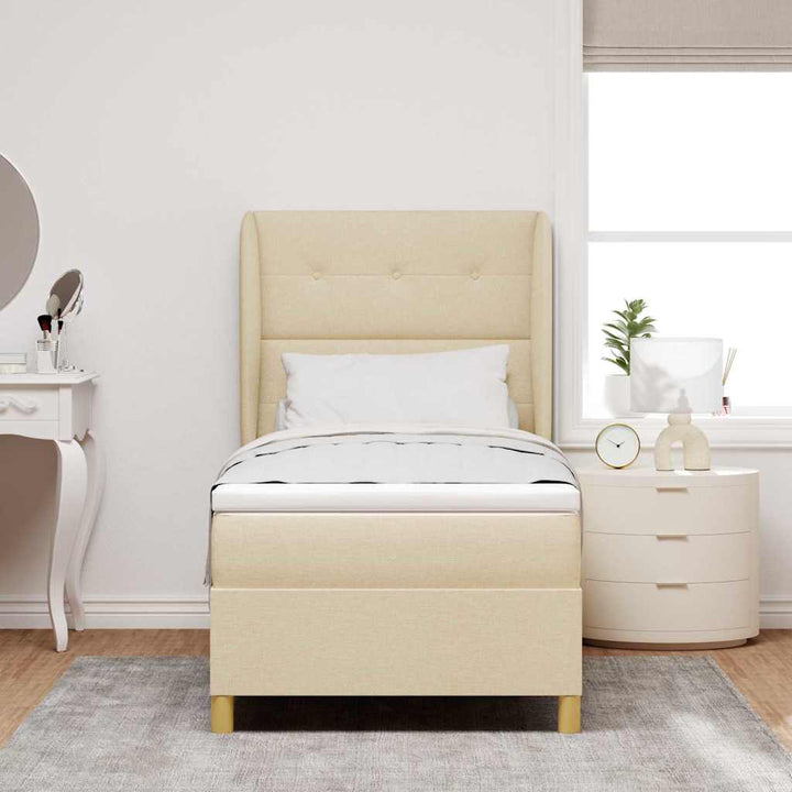 Box spring seng med madras Creme 200 x 100 cm Stof