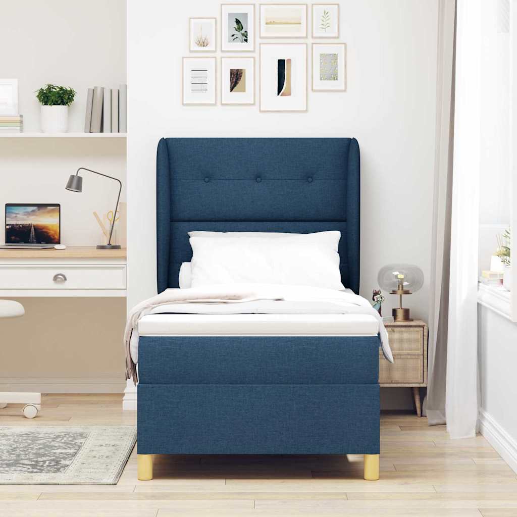 Box spring seng med madras med hovedgærde Blå 200 x 100 cm Stof