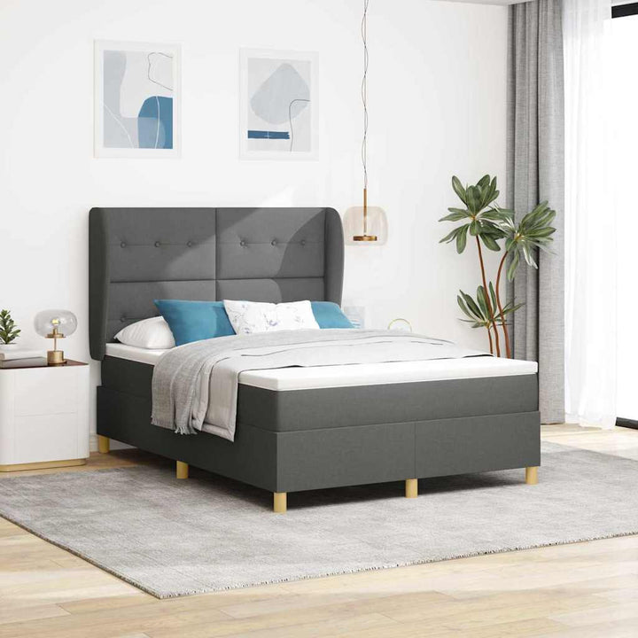 Box spring seng med madras Mørkegrå 190 x 140 cm Stof